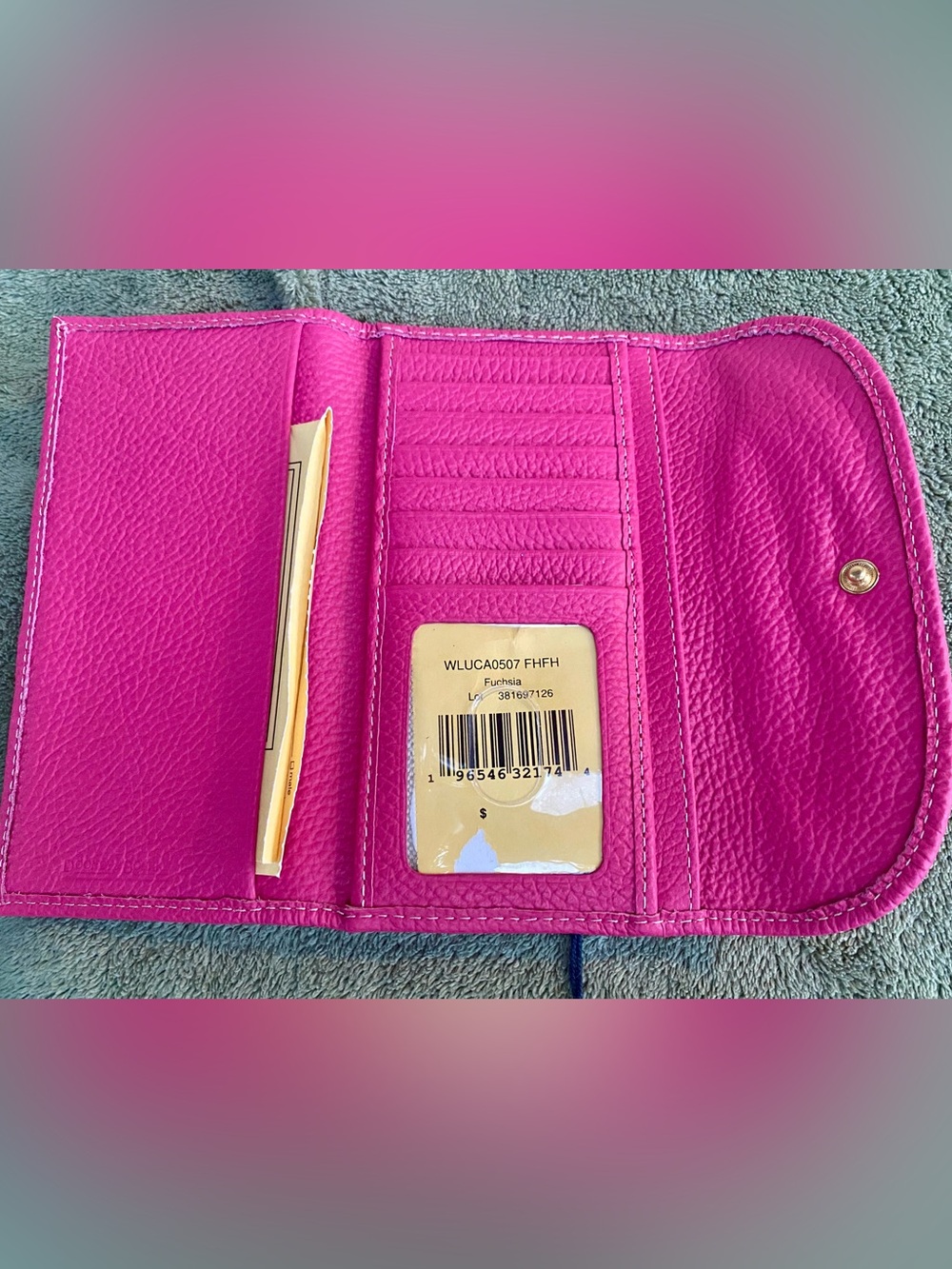 New Dooney & Bourke Fuchsia Pink Pebble Leather Lucca Continental Wallet - Picture 3 of 6